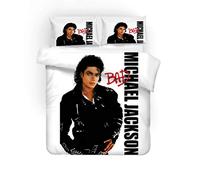 NICHIYO Michael Jackson Bed Linen Set, Duvet Cover and Pillowcase, Microfibre, 3D Digital Print Three-Piece Bedding (Duvet Cover + Pillowcases) (6, Super King 220 x 260 cm)