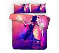 NICHIYO Michael Jackson Bed Linen Set, Duvet Cover and Pillowcase, Microfibre, 3D Digital Print Three-Piece Bedding (Duvet Cover + Pillowcases) (11, Single 135 x 200 cm)