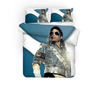 NICHIYO Michael Jackson Bed Linen Set, Duvet Cover and Pillowcase, Microfibre, 3D Digital Print Three-Piece Bedding (Duvet Cover + Pillowcases) (2, Doubie 200 x 200 cm)