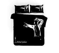 NICHIYO Michael Jackson Bed Linen Set, Duvet Cover and Pillowcase, Microfibre, 3D Digital Print Three-Piece Bedding (Duvet Cover + Pillowcases) (10, King 220 x 240 cm)