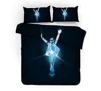 NICHIYO Michael Jackson Bed Linen Set, Duvet Cover and Pillowcase, Microfibre, 3D Digital Print Three-Piece Bedding (Duvet Cover + Pillowcases) (13, King 220 x 240 cm)