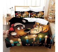 NICHIYO Scooby DOO Bed Linen Set - Duvet Cover and Pillowcase, Microfibre, 3D Digital Print Three-Piece Bedding (Duvet Cover + Pillowcases) (15, Doubie 200 x 200 cm)