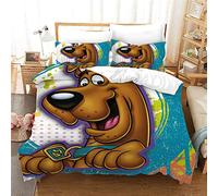 NICHIYO Scooby DOO Bed Linen Set - Duvet Cover and Pillowcase, Microfibre, 3D Digital Print Three-Piece Bedding (Duvet Cover + Pillowcases) (12, Single 135 x 200 cm)