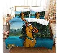 NICHIYO Scooby DOO Bed Linen Set - Duvet Cover and Pillowcase, Microfibre, 3D Digital Print Three-Piece Bedding (Duvet Cover + Pillowcases) (21, Double 200 x 200 cm)