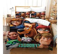 NICHIYO Scooby DOO Bed Linen Set - Duvet Cover and Pillowcase, Microfibre, 3D Digital Print Three-Piece Bedding (Duvet Cover + Pillowcases) (28, Doubie 200 x 200 cm)
