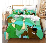 NICHIYO Scooby DOO Bed Linen Set - Duvet Cover and Pillowcase, Microfibre, 3D Digital Print Three-Piece Bedding (Duvet Cover + Pillowcases) (25, Doubie 200 x 200 cm)
