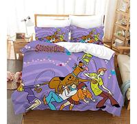 NICHIYO Scooby Doo, Bed Linen Set, Duvet Cover and Pillowcase, Microfibre, 3D Digital Print Three-Piece Bedding (Duvet Cover + Pillowcases) (5, Doubie 200 x 200 cm)