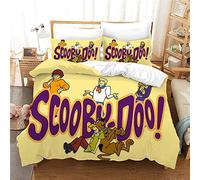NICHIYO Scooby DOO Bed Linen Set - Duvet Cover and Pillowcase, Microfibre, 3D Digital Print Three-Piece Bedding (Duvet Cover + Pillowcases) (2, Double 200 x 200 cm)