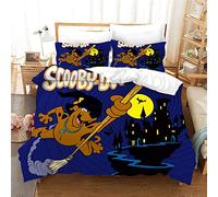 NICHIYO Scooby Doo, Bed Linen Set, Duvet Cover and Pillowcase, Microfibre, 3D Digital Print Three-Piece Bedding (Duvet Cover + Pillowcases) (1, Single 135 x 200 cm)