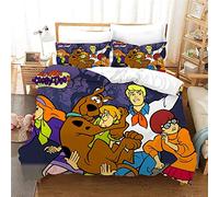 NICHIYO Scooby DOO Bed Linen Set - Duvet Cover and Pillowcase, Microfibre, 3D Digital Print Three-Piece Bedding (Duvet Cover + Pillowcases) (18, Single 135 x 200 cm)