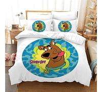 NICHIYO Scooby DOO Bed Linen Set - Duvet Cover and Pillowcase, Microfibre, 3D Digital Print Three-Piece Bedding (Duvet Cover + Pillowcases) (17, Doubie 200 x 200 cm)