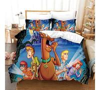 NICHIYO Scooby DOO Bed Linen Set - Duvet Cover and Pillowcase, Microfibre, 3D Digital Print Three-Piece Bedding (Duvet Cover + Pillowcases) (19, Single 135 x 200 cm)