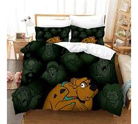 NICHIYO Scooby DOO Bed Linen Set - Duvet Cover and Pillowcase, Microfibre, 3D Digital Print Three-Piece Bedding (Duvet Cover + Pillowcases) (24, Super King 220 x 260 cm)