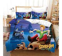 NICHIYO Scooby Doo, Bed Linen Set, Duvet Cover and Pillowcase, Microfibre, 3D Digital Print Three-Piece Bedding (Duvet Cover + Pillowcases) (22, King 220 x 240 cm)