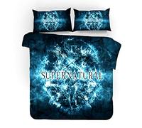 NICHIYO Supernatural Season Bed Linen Set, Duvet Cover and Pillowcase, Microfibre, 3D Digital Print Three-Piece Bedding (Duvet Cover + Pillowcases) (4, King 240 x 220 cm)