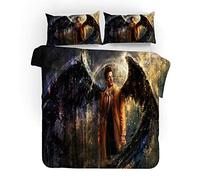 NICHIYO Supernatural Season Bed Linen Set, Duvet Cover and Pillowcase, Microfibre, 3D Digital Print Three-Piece Bedding (Duvet Cover + Pillowcases) (11, Double 200 x 200 cm)