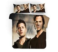 NICHIYO Supernatural Season Bed Linen Set, Duvet Cover and Pillowcase, Microfibre, 3D Digital Print Three-Piece Bedding (Duvet Cover + Pillowcases) (12, Single 135 x 200 cm)