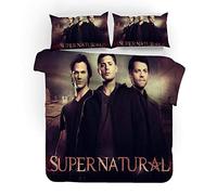 NICHIYO Supernatural Season Bed Linen Set, Duvet Cover and Pillowcase, Microfibre, 3D Digital Print Three-Piece Bedding (Duvet Cover + Pillowcases) (1, King 240 x 220 cm)