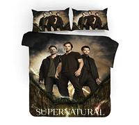 NICHIYO Supernatural Season Bed Linen Set, Duvet Cover and Pillowcase, Microfibre, 3D Digital Print Three-Piece Bedding (Duvet Cover + Pillowcases) (7, Double 200 x 200 cm)