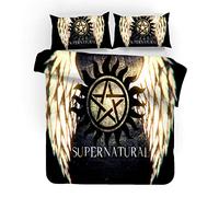 NICHIYO Supernatural Season Bed Linen Set, Duvet Cover and Pillowcase, Microfibre, 3D Digital Print Three-Piece Bedding (Duvet Cover + Pillowcases) (9, Double 200 x 200 cm)