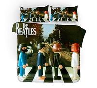 NICHIYO The Beatles Bed Linen Set - Duvet Cover and Pillow Case, Microfibre, 3D Digital Print Three-Piece Set, (01.135 x 200) (1,Single 135 x 200cm)