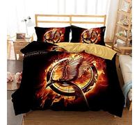 NICHIYO The Hunger Games Duvet Cover Bedding Set - Duvet Cover and Pillowcase, Microfibre, 3D Digital Print, Three-Piece Bed Linen (3, Single 135 x 200 cm)