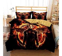 NICHIYO The Hunger Games Duvet Cover Bedding Set - Duvet Cover and Pillowcase, Microfibre, 3D Digital Print, Three-Piece Bed Linen (1, Double 200 x 200 cm)
