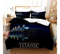 Nichiyo 'Titanic' Bedding Set - Duvet Cover and Pillowcase, Microfibre, 3D Digital Print Three-Piece Bedding (7, Double 200 x 200 cm)