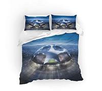 NICHIYO UEFA Champions League Bed Linen Set - Duvet Cover and Pillowcase, Microfibre, 3D Digital Print, Three-Piece Bed Linen (Duvet Cover + Pillowcases) (1, Doubie 200 x 200 cm)