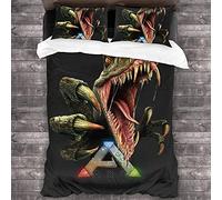 NICHIYOBI ARK: Survival Evolved Duvet Cover Bedding Set - Duvet Cover and Pillowcase, Microfibre, 3D Digital Print Three-Piece Bed Linen (12, King 240 x 220 cm)