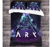 NICHIYOBI ARK: Survival Evolved Duvet Cover Bedding Set - Duvet Cover and Pillowcase, Microfibre, 3D Digital Print Three-Piece Bed Linen (4, Single 135 x 200 cm)