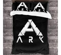 NICHIYOBI ARK: Survival Evolved Duvet Cover Bedding Set - Duvet Cover and Pillowcase, Microfibre, 3D Digital Print Three-Piece Bed Linen (26, King 240 x 220 cm + 80 x 80 cm)