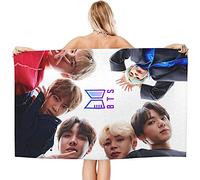 NICHIYOBI BTS Bangtan Boys 3D Digital Print Bath Towels, Soft and Fluffy Beach Towels, Fashionable Appearance, Travel Towel, Soft and Fade-resistant (1.80 cm x 135 cm)
