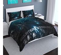 NICHIYOBI Counter-Strike Duvet Cover Bedding Set - Duvet Cover and Pillowcase, Microfibre, 3D Digital Print Three-Piece Bed Linen (11, Doubie 200 x 200 cm + 80 x 80 cm)