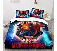 NICHIYOBI Doctor Strange Bed Linen Set - Duvet Cover and Pillowcase, Microfibre, 3D Digital Print, Three-Piece Bed Linen (15, Single 135 x 200 cm)