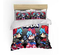 NICHIYOBI Friday Night Funkin Duvet Cover Bedding Set - Duvet Cover and Pillowcase, Microfibre, 3D Digital Print, Three-Piece Bed Linen (6.200 x 200 cm + 50 x 75 cm x 2)