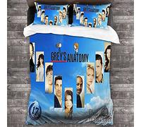 NICHIYOBI Grey's Anatomy Duvet Cover Bedding Set - Duvet Cover and Pillowcase, Microfibre, 3D Digital Print Three-Piece Bedding (2, Double 200 x 200 cm + 80 x 80 cm)