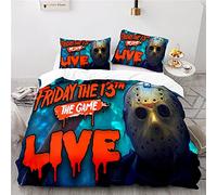 NICHIYOBI Jason Voorhees Duvet Cover Bedding Set - Duvet Cover and Pillowcase, Microfibre, 3D Digital Print Three-Piece Bedding (14.140 x 210 cm)
