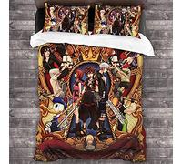 NICHIYOBI Kingdom Hearts Sora Riku Kairi Duvet Cover Bedding Set - Duvet Cover and Pillowcase, Microfibre, 3D Digital Print, Three-Piece Bed Linen (11, Single 135 x 200 cm)