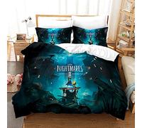 NICHIYOBI Little Nightmares Duvet Cover Bedding Set - Duvet Cover and Pillowcase, Microfibre, 3D Digital Print, Three-Piece Bed Linen (2, Single 135 x 200 cm + 80 x 80 cm)