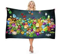 NICHIYOBI Plants vs. Zombies PVZ3D Digital Print Bath Towels, Soft and Fluffy Beach Towels, Fashionable Appearance, Travel Towel, Soft and Fade-Resistant (5.100 cm x 180 cm)