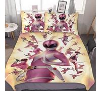 Nichiyobi Power Rangers Bed Linen Set, Duvet Cover and Pillow Case, Microfibre, 3D Digital Print, Three-Piece Bed Linen Set, 135 x 200 cm, 50 x 75 cm (x2))