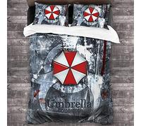NICHIYOBI Resident Evil Duvet Cover Bedding Set - Duvet Cover and Pillowcase, Microfibre, 3D Digital Print, Three-Piece Bed Linen (6, Double 200 x 200 cm + 80 x 80 cm)