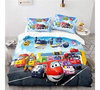 NICHIYOBI Super Wings Duvet Cover Bedding Set - Duvet Cover and Pillowcase Microfibre 3D Digital Print Three-Piece Bed Linen (10, Single 135 x 200 cm)