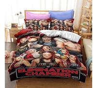 NICHIYOBI World Wrestling Entertainment (WWE) Bed Linen Set with Duvet Cover and Pillowcase, Microfibre, 3D Digital Print, 3-Piece Bedding Set (11, SK, 260 x 220 cm)