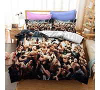 NICHIYOBI World Wrestling Entertainment (WWE) Bed Linen Set with Duvet Cover and Pillowcase, Microfibre, 3D Digital Print, 3-Piece Bedding Set (4, SK, 260 x 220 cm)