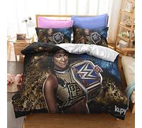 NICHIYOBI World Wrestling Entertainment (WWE) Bed Linen Set with Duvet Cover and Pillowcase, Microfibre, 3D Digital Print, 3-Piece Bedding Set (13, Double, 200 x 200 cm + 80 x 80 cm)