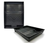 Nicholas Jack 9" Black Plastic Paint Tray - Pack of 3, Rectangular, Durable Decorating Roller Trays