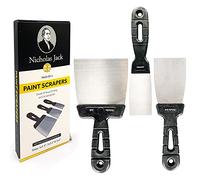 Nicholas Jack Paint Scraper Tool Set - Pack of 3 Wallpaper Scraper and Putty Knife Set, Flexible and Stainless-Steel Metal Scraper for Walls