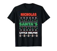 Nicholas Santa's Little Helper Funny Nicholas Name Christmas Value Graphic T-Shirt